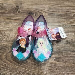 NEW Baby Frozen Dress Shoes Size 7 Girl Dress Shoes with Pink and Blue Accents
